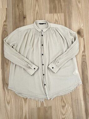 Pas de Calais Cotton Gauze Gathered Shoulder Blouse Shirt size Small, 36